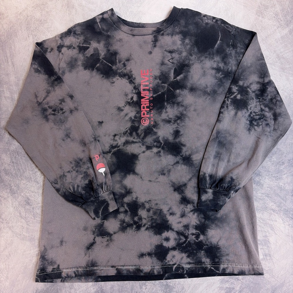 Primitive Naruto Shippuden‎ Tie Dye Long Sleeve Shirt Grey Black Mens Medium